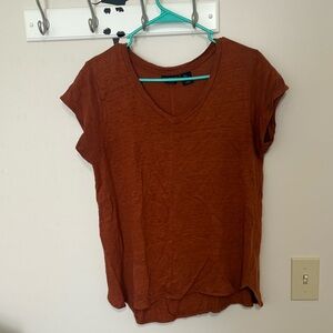 Tahari Burnt Orange V-Neck Short Sleeve Top